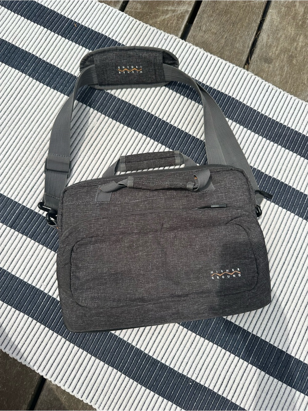 Men's Black/Charcoal Messenger Bag with Adjustable Strap
